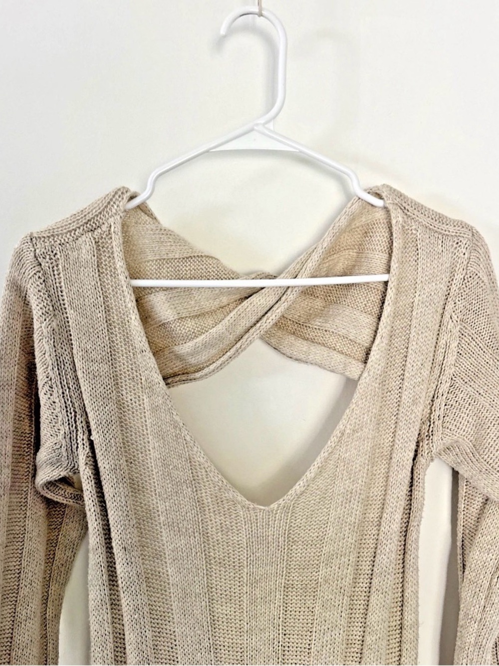 Free People Beach beige Backless Ribbed Knit Dress - Picture 4 of 10